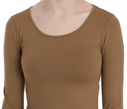 GF Ferre Elegant Brown Fitted Blouse for Sophisticated Evenings GF Ferre