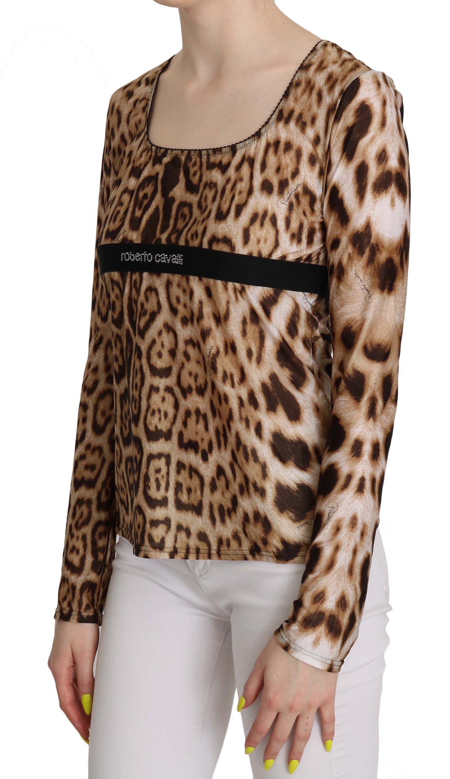 Roberto Cavalli Elegant Leopard Long Sleeve Top Roberto Cavalli