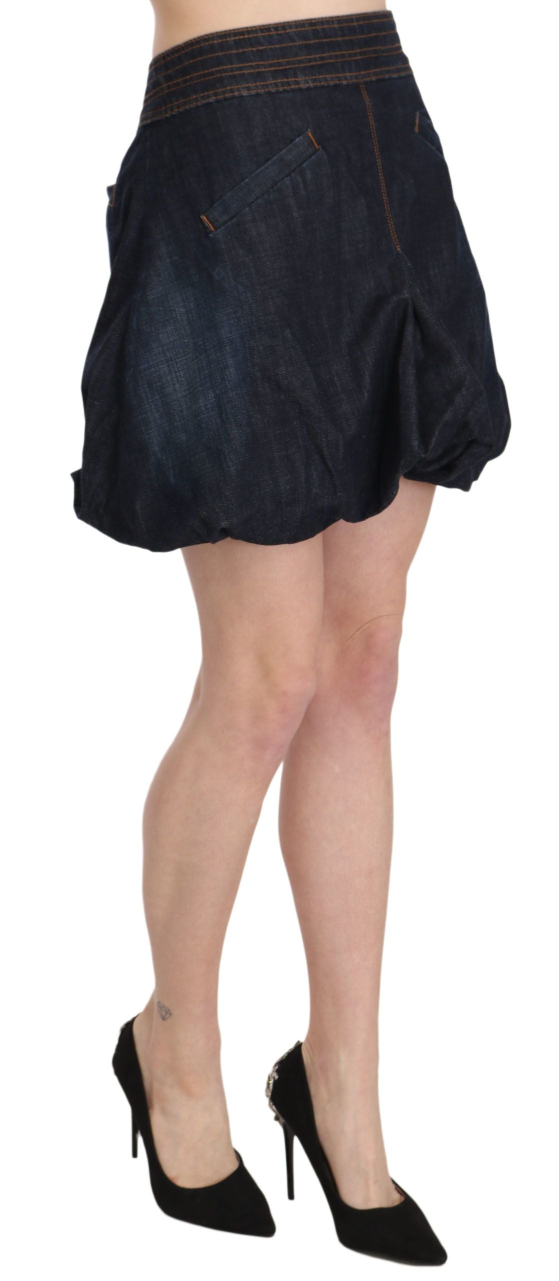 Exte Chic Dark Blue A-Line Mini Skirt Exte