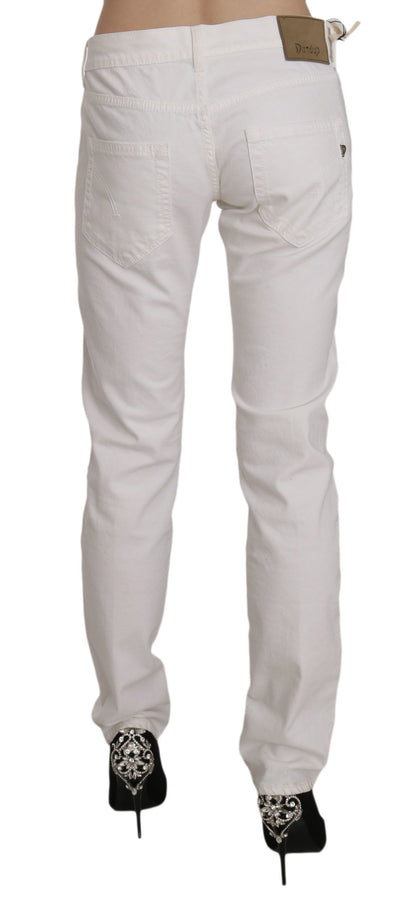 Dondup Chic White Skinny Cotton Blend Pants Dondup