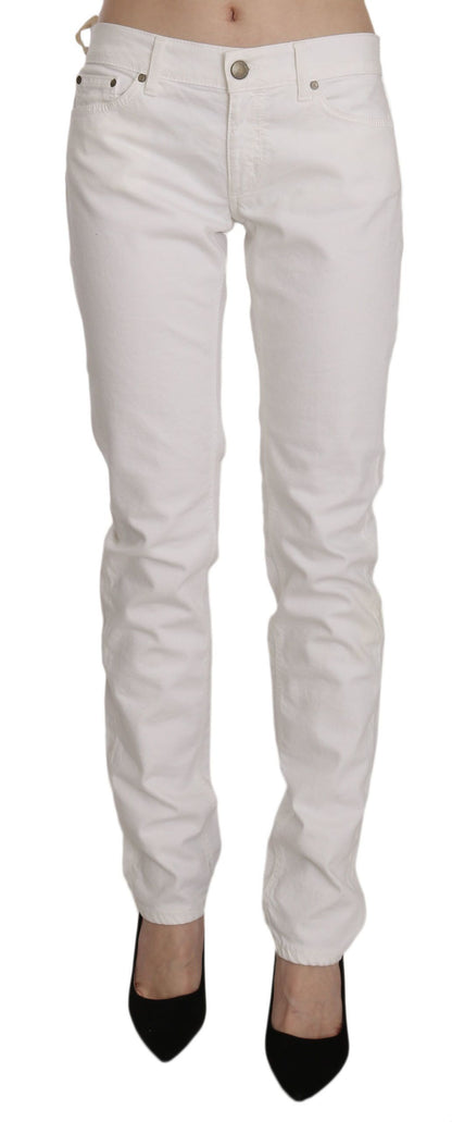 Dondup Chic White Skinny Cotton Blend Pants Dondup