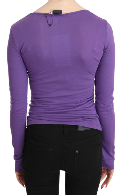 Exte Elegant Purple Crystal Embellished Long Sleeve Top Exte