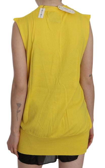 PINK MEMORIES Elegant Yellow Sleeveless Cotton Vest PINK MEMORIES