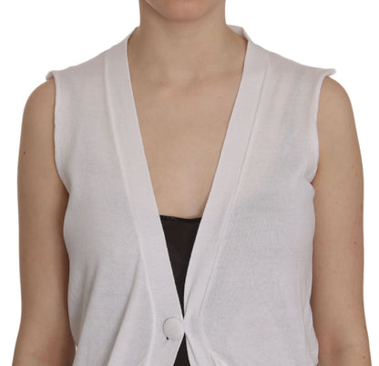 PINK MEMORIES Elegant Sleeveless Cotton Vest in Pristine White PINK MEMORIES