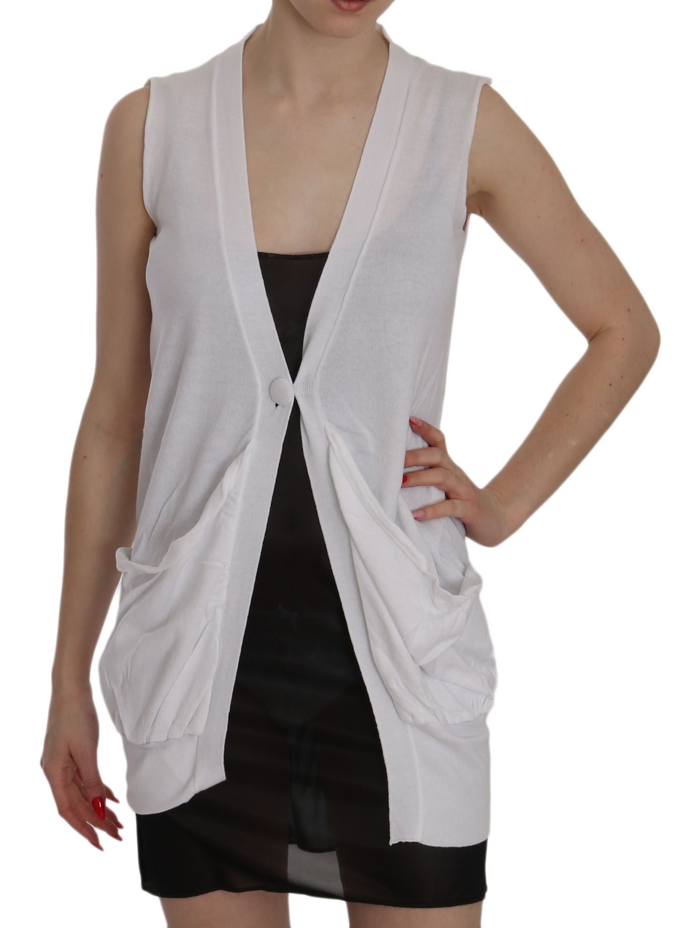 PINK MEMORIES Elegant Sleeveless Cotton Vest in Pristine White PINK MEMORIES