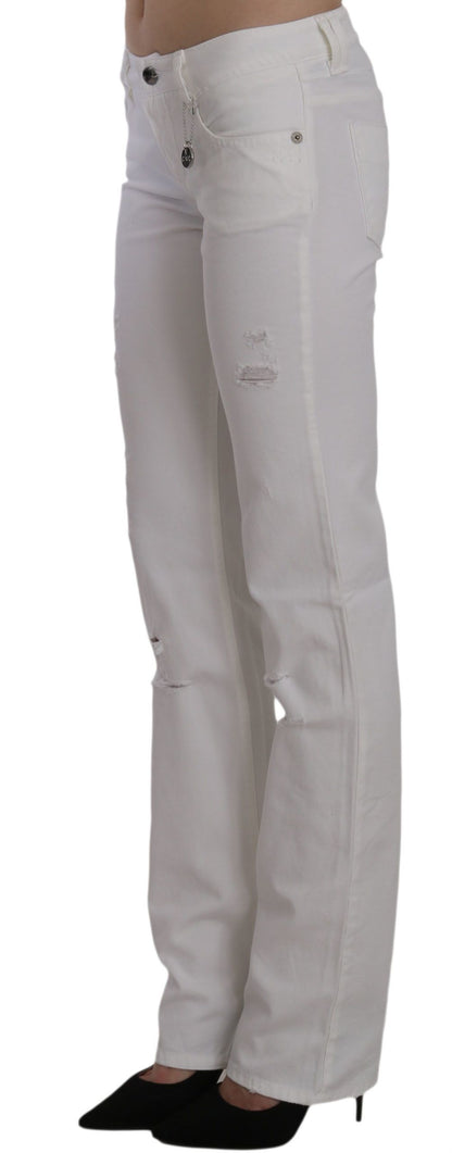 Costume National Chic White Slim Fit Cotton Jeans Costume National