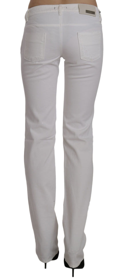 Costume National Chic White Slim Fit Cotton Jeans Costume National