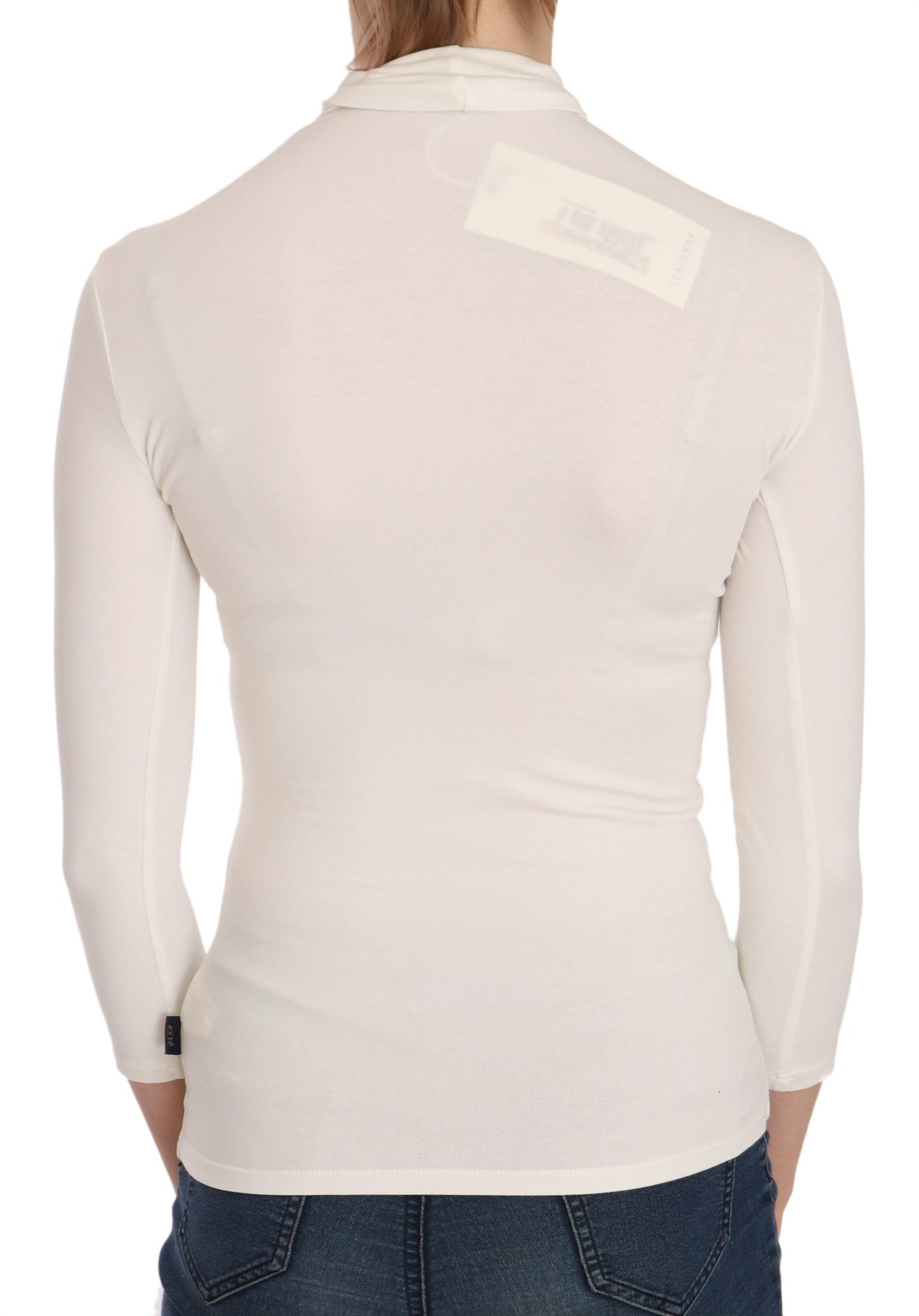 Exte Elegant White Long Sleeve Crew Neck Top Exte