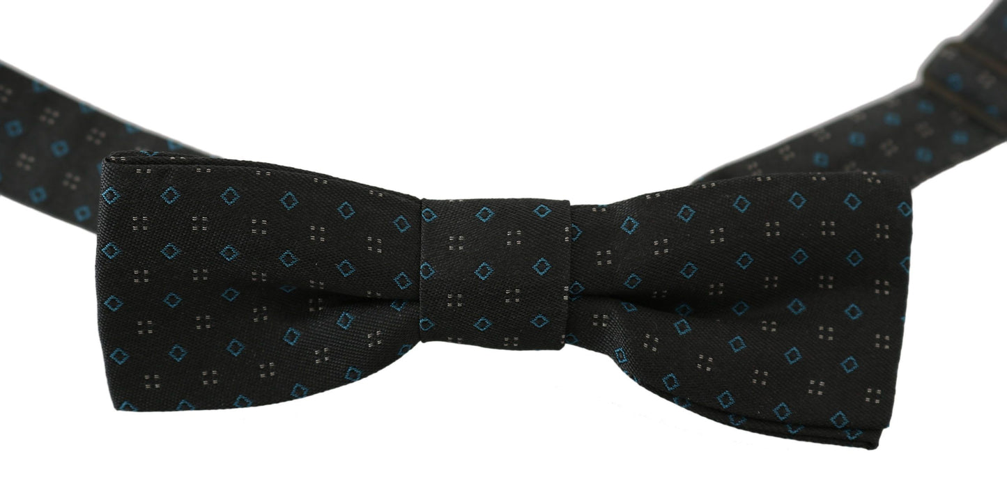 Dolce & Gabbana Elegant Gray Silk Patterned Bow Tie Dolce & Gabbana