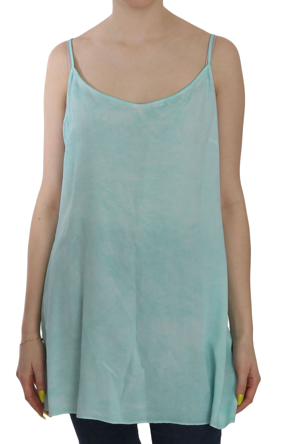 Ermanno Scervino Elegant Spaghetti Strap Sleeveless Blue Top Ermanno Scervino