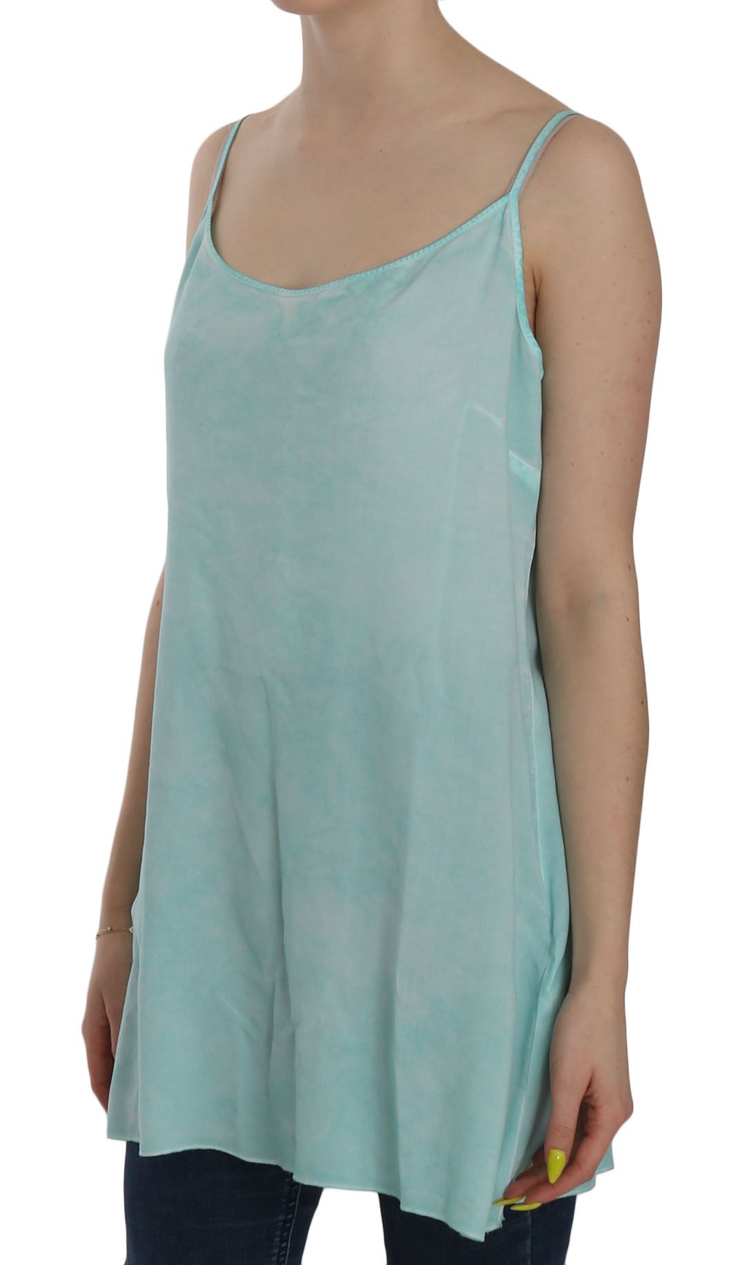 Ermanno Scervino Elegant Spaghetti Strap Sleeveless Blue Top Ermanno Scervino