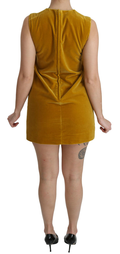 Dolce & Gabbana Mustard Velvet Shift Mini Dress Dolce & Gabbana