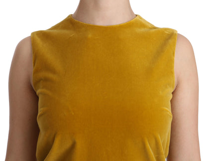 Dolce & Gabbana Mustard Velvet Shift Mini Dress Dolce & Gabbana