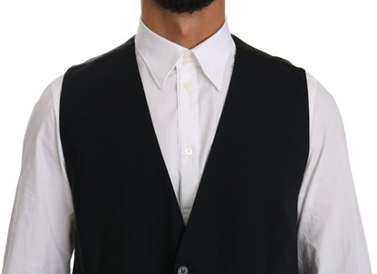 Dolce & Gabbana Sleek Black Cotton Blend Dress Vest Dolce & Gabbana