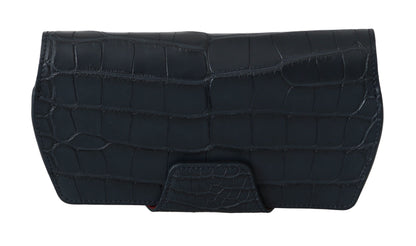 Dolce & Gabbana Elegant Blue Crocodile Leather Eyewear Pouch Dolce & Gabbana