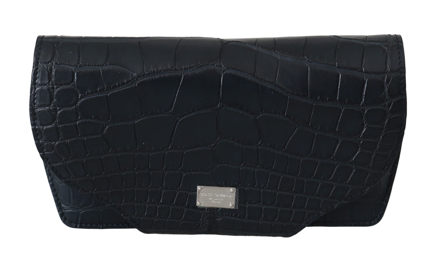 Dolce & Gabbana Elegant Blue Crocodile Leather Eyewear Pouch Dolce & Gabbana