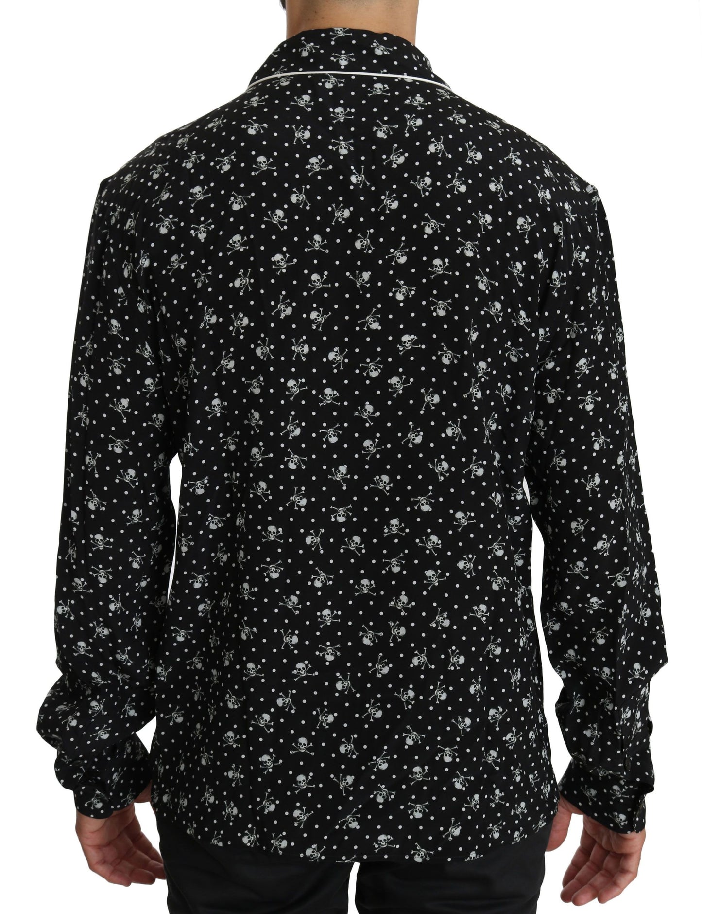 Dolce & Gabbana Elegant Silk Pajama Shirt with Skull Print Dolce & Gabbana