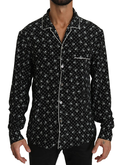 Dolce & Gabbana Elegant Silk Pajama Shirt with Skull Print Dolce & Gabbana