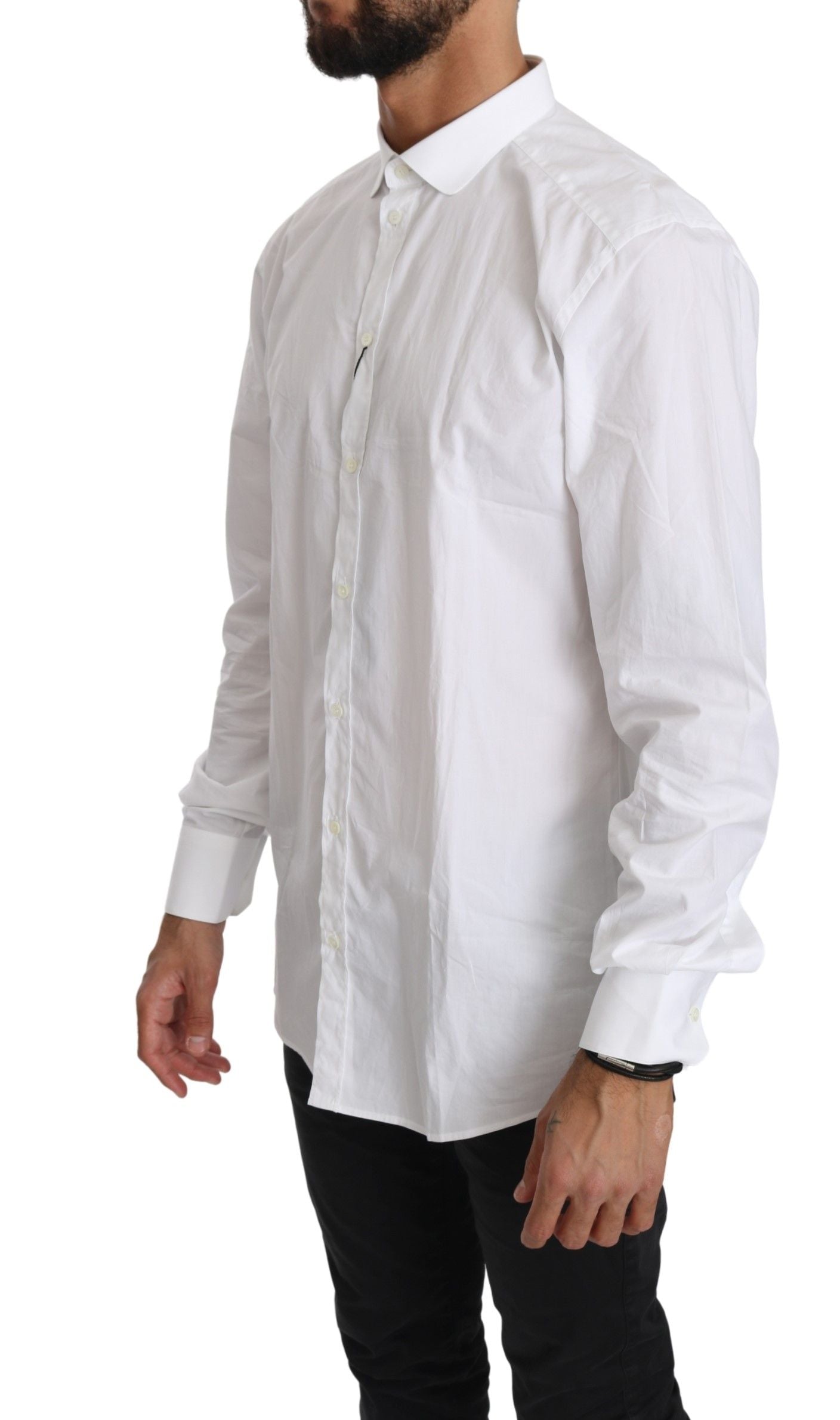 Dolce & Gabbana Elegant White Cotton Gold Fit Shirt Dolce & Gabbana