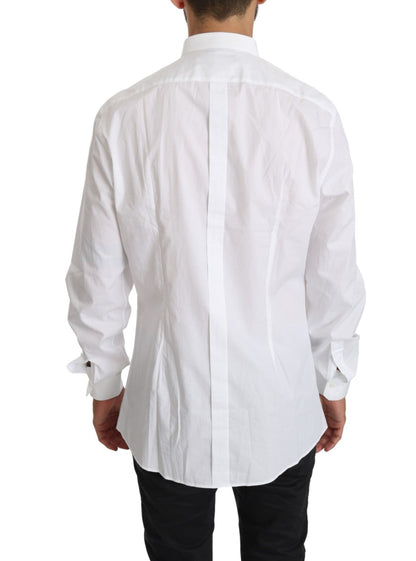 Dolce & Gabbana Elegant White Cotton Gold Fit Shirt Dolce & Gabbana