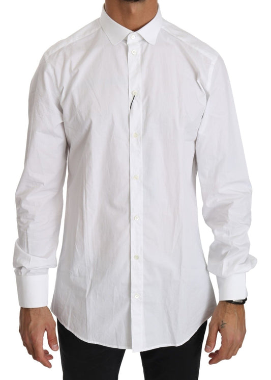 Dolce & Gabbana Elegant White Cotton Gold Fit Shirt Dolce & Gabbana