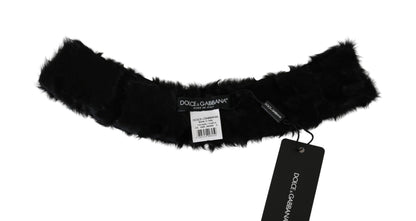 Dolce & Gabbana Elegant Black Lambskin Scarf Dolce & Gabbana