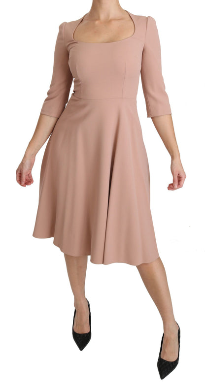 Dolce & Gabbana Elegant Light Pink A-Line Knee Length Dress Dolce & Gabbana