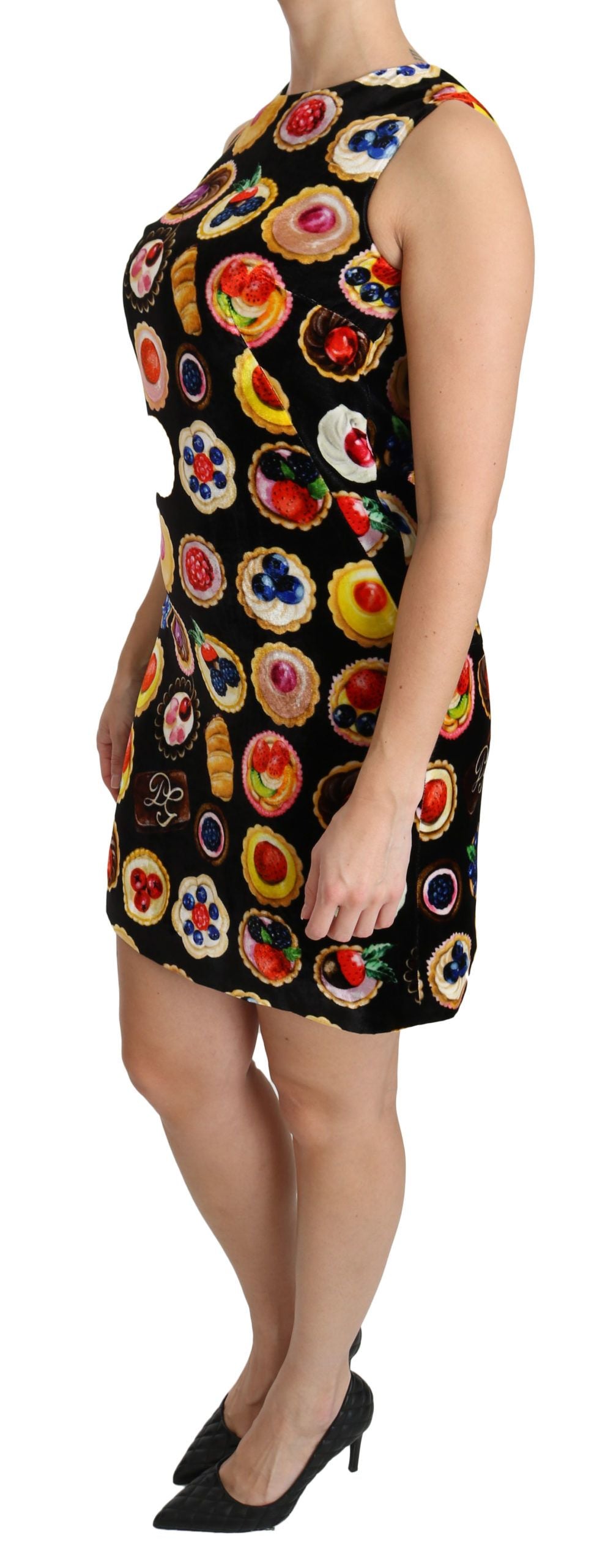 Dolce & Gabbana Chic Black Desserts Print Shift Mini Dress Dolce & Gabbana