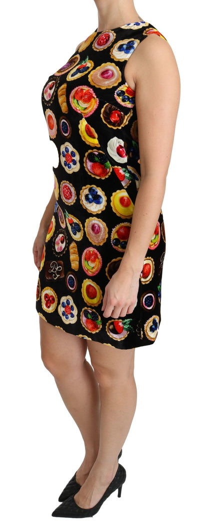 Dolce & Gabbana Chic Black Desserts Print Shift Mini Dress Dolce & Gabbana