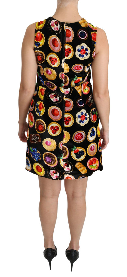 Dolce & Gabbana Chic Black Desserts Print Shift Mini Dress Dolce & Gabbana