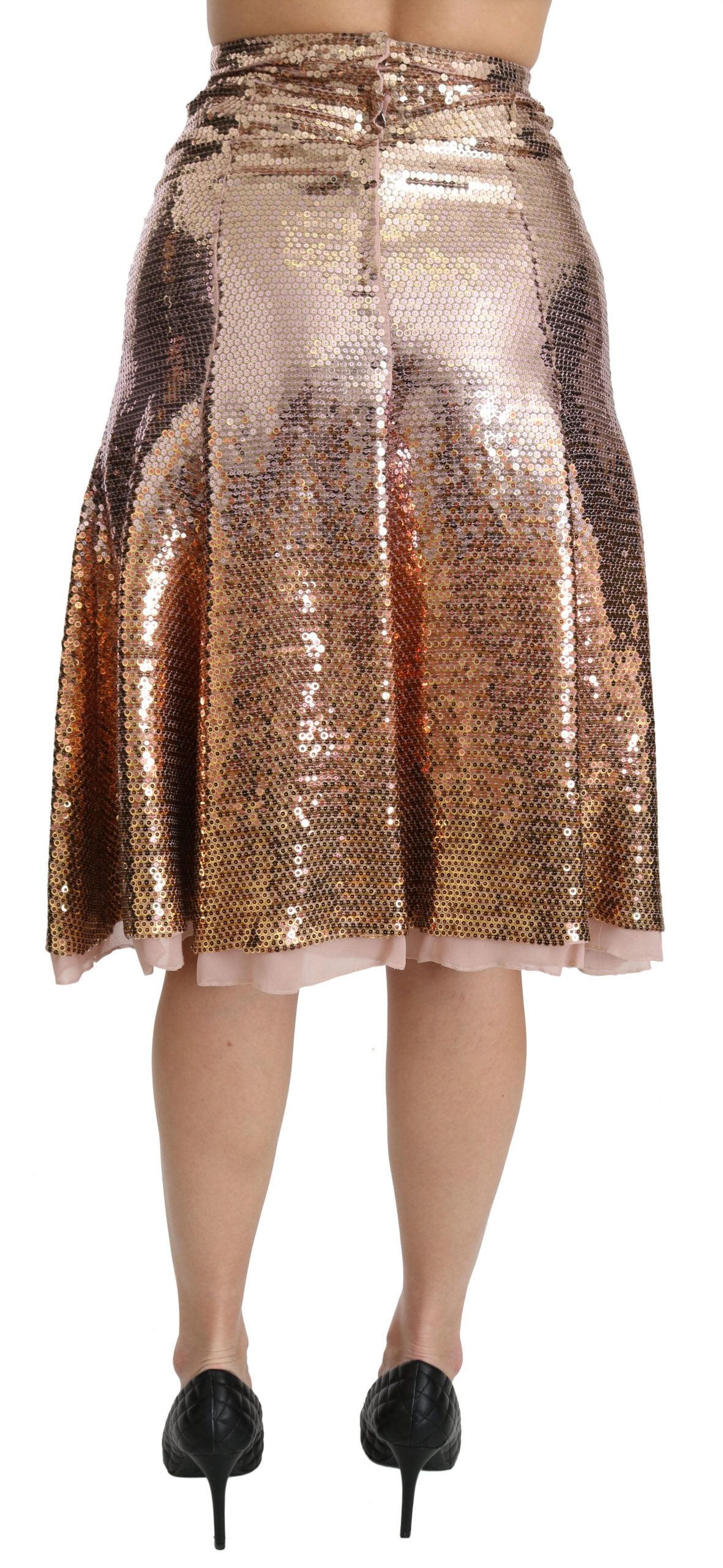 Dolce & Gabbana Gold Sequined High Waist Skirt Dolce & Gabbana