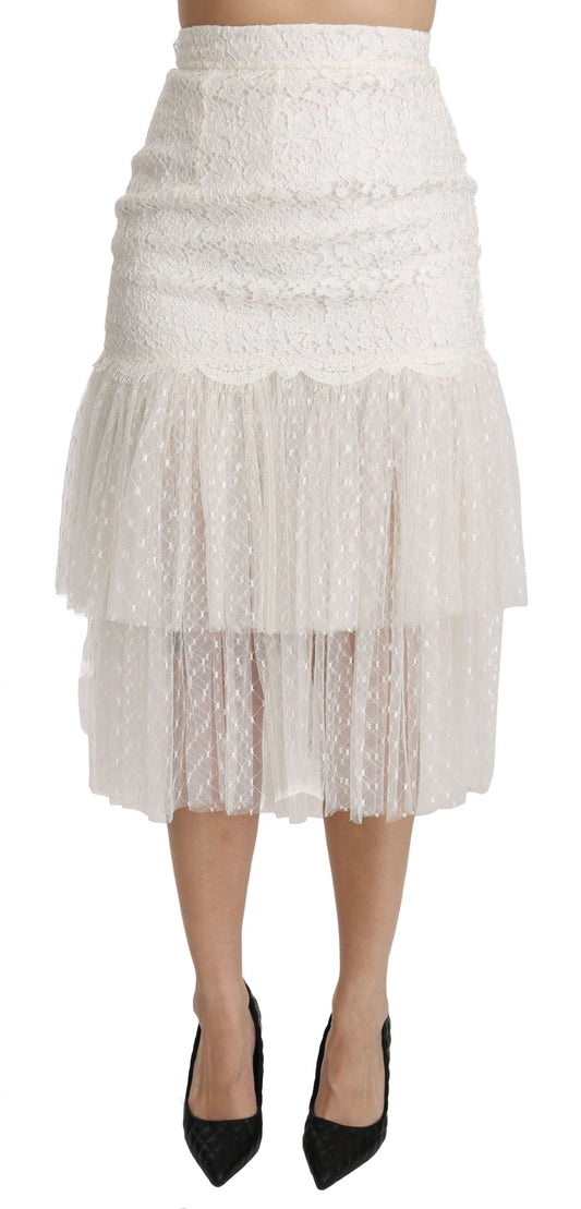 Dolce & Gabbana Elegant White Lace High-Waist Skirt Dolce & Gabbana