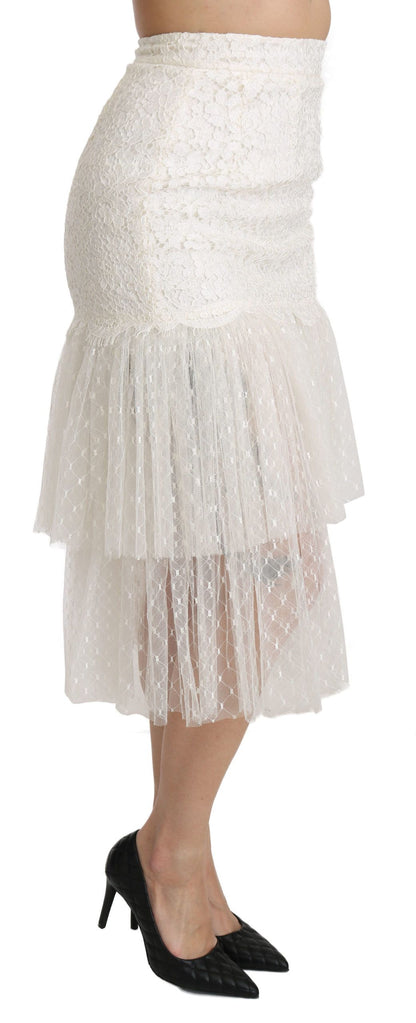 Dolce & Gabbana Elegant White Lace High-Waist Skirt Dolce & Gabbana