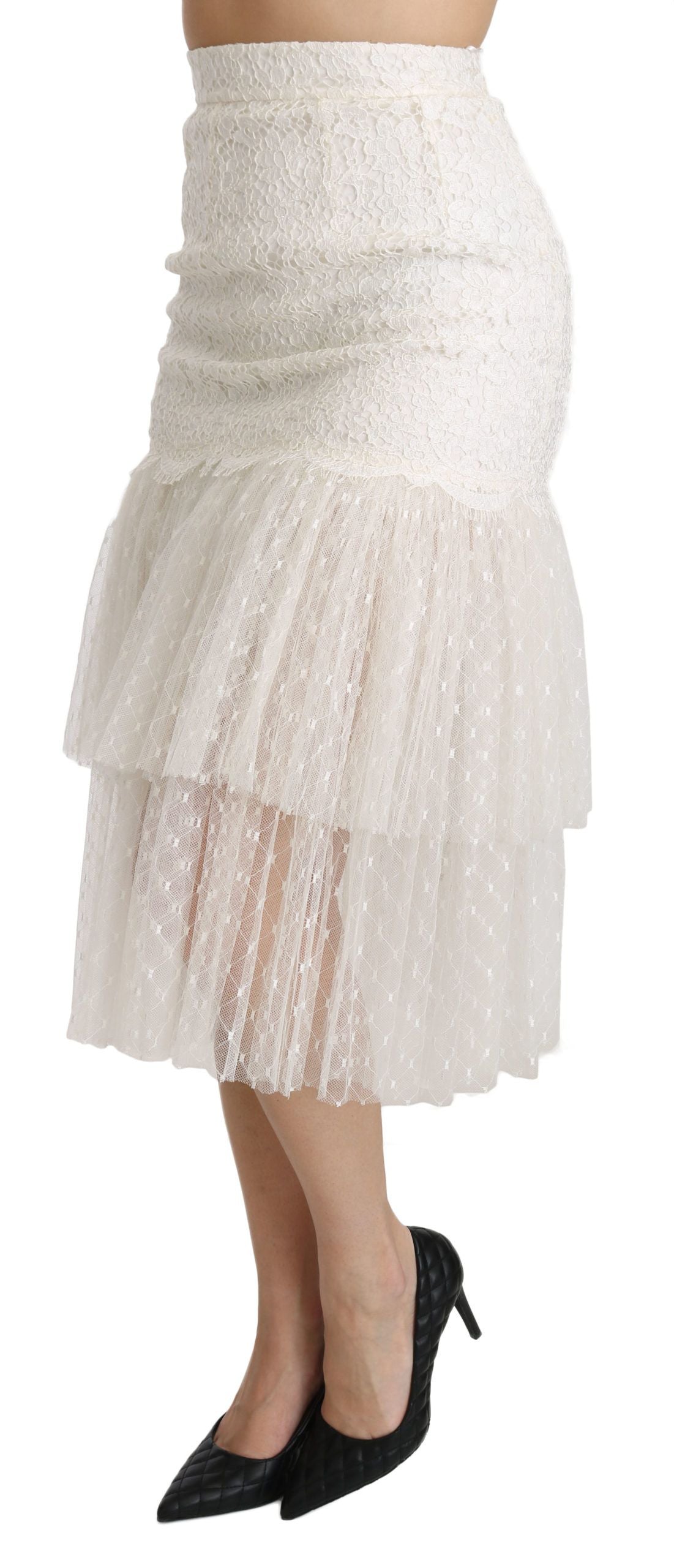 Dolce & Gabbana Elegant White Lace High-Waist Skirt Dolce & Gabbana