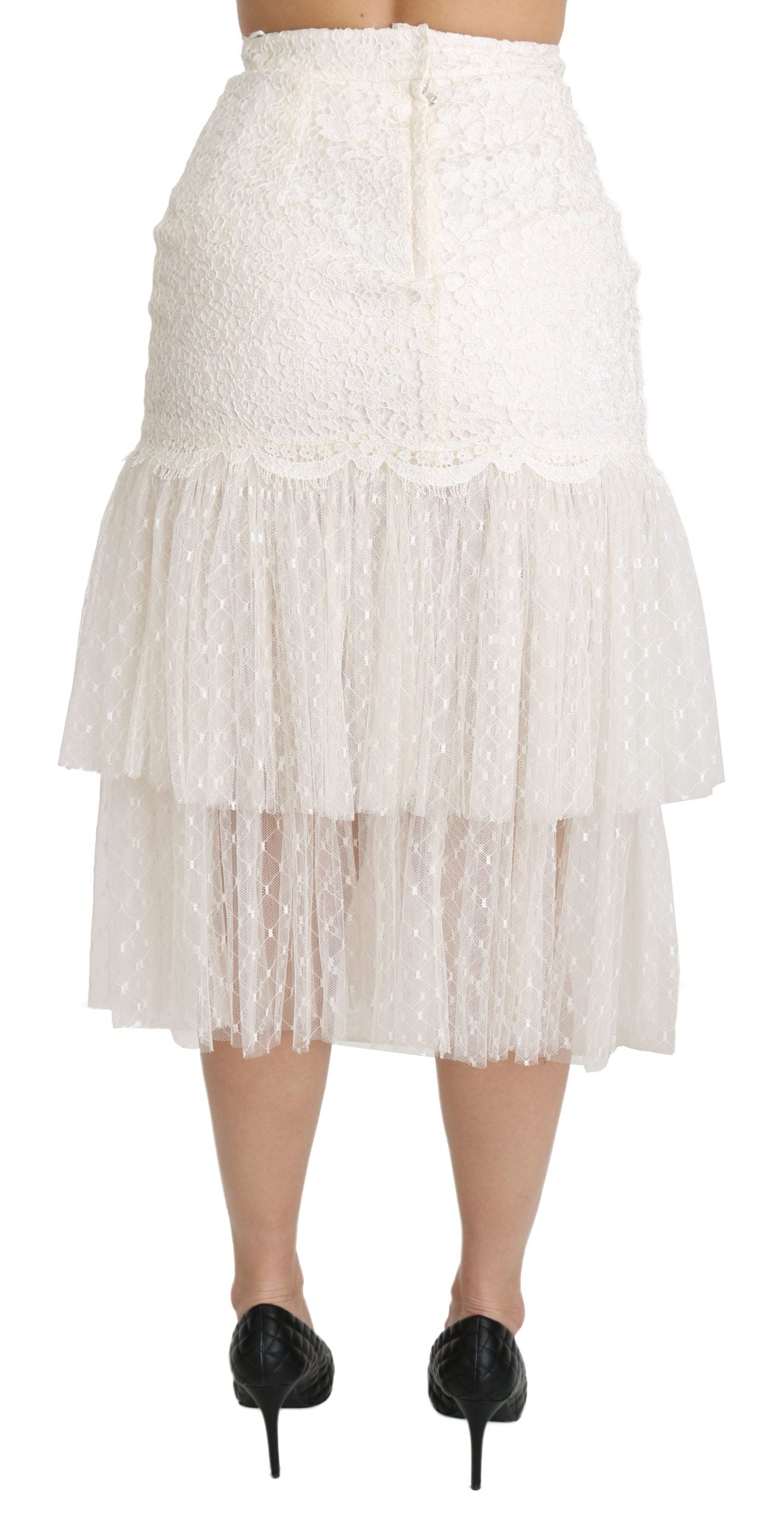 Dolce & Gabbana Elegant White Lace High-Waist Skirt Dolce & Gabbana