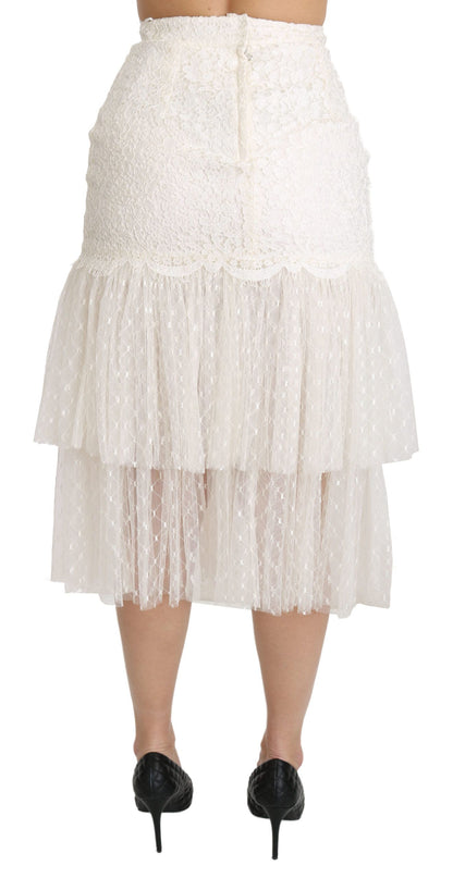 Dolce & Gabbana Elegant White Lace High-Waist Skirt Dolce & Gabbana