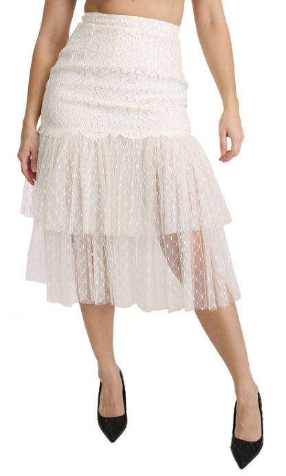 Dolce & Gabbana Elegant White Lace High-Waist Skirt Dolce & Gabbana