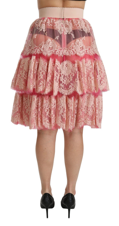 Dolce & Gabbana Elegant Pink Lace High-Waist Skirt Dolce & Gabbana