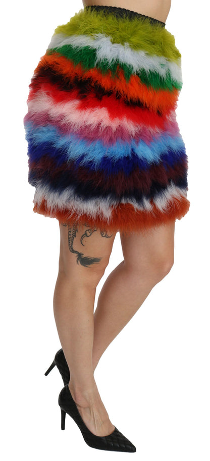 Dolce & Gabbana Chic Feather Embellished High Waist Skirt Dolce & Gabbana