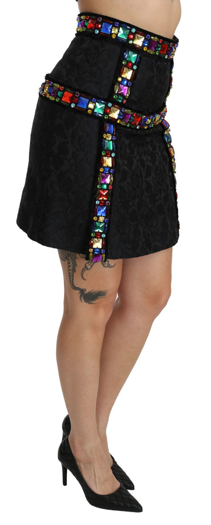 Dolce & Gabbana Elegant High-Waist Embellished Black Skirt Dolce & Gabbana