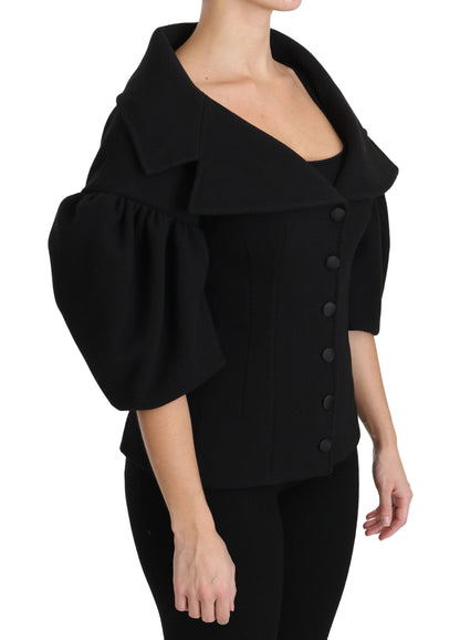 Dolce & Gabbana Elegant Black Virgin Wool Coat Dolce & Gabbana