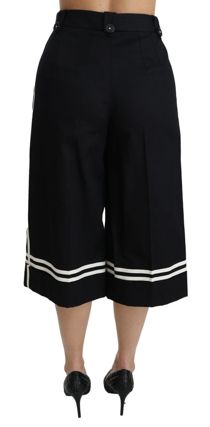 Dolce & Gabbana High Waist Palazzo Cropped Pants in Black Lemon Dolce & Gabbana