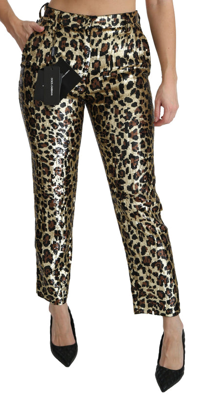 Dolce & Gabbana Chic High Waist Leopard Sequin Pants Dolce & Gabbana