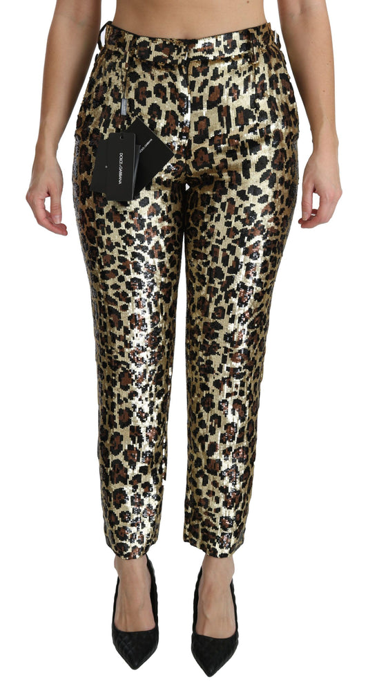 Dolce & Gabbana Chic High Waist Leopard Sequin Pants Dolce & Gabbana