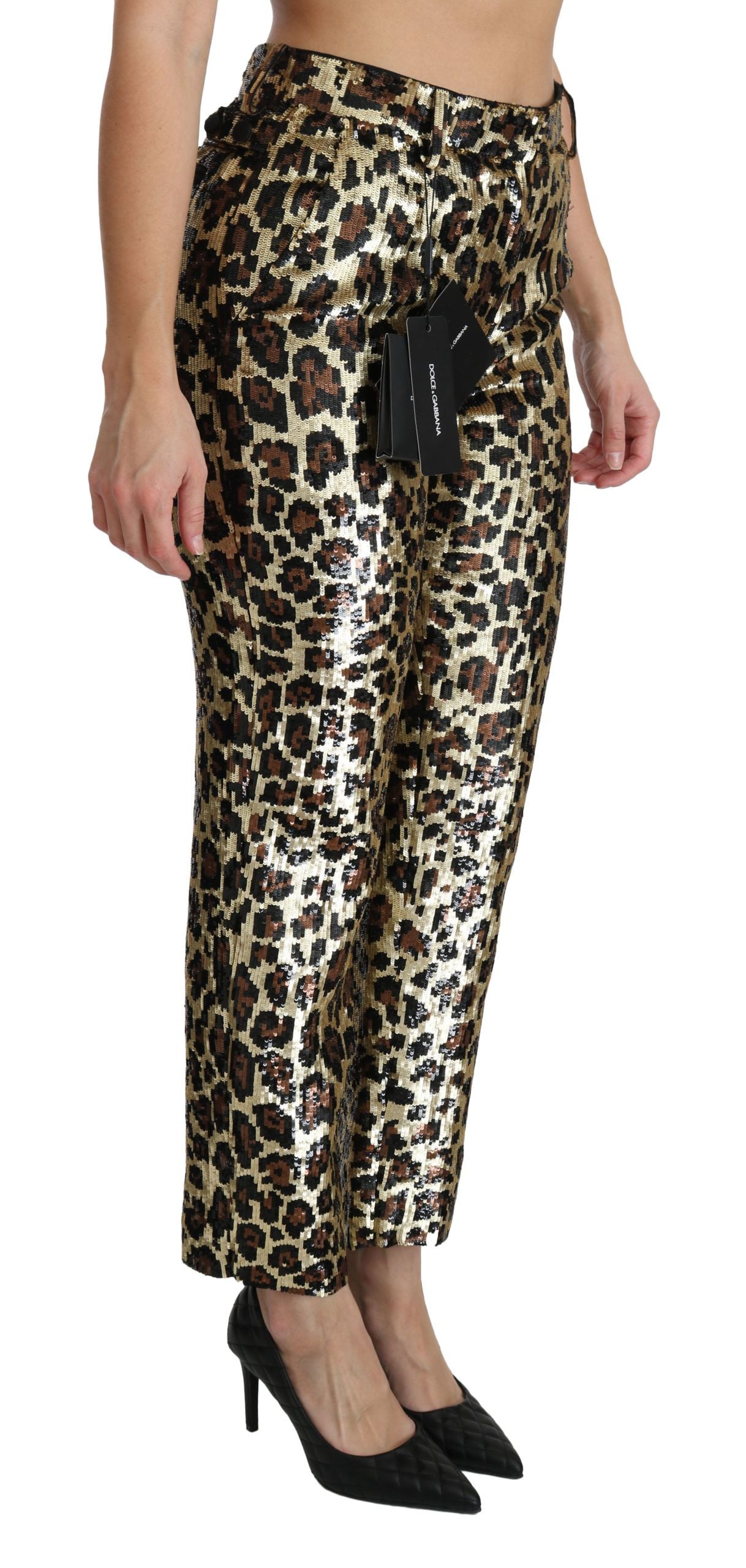 Dolce & Gabbana Chic High Waist Leopard Sequin Pants Dolce & Gabbana