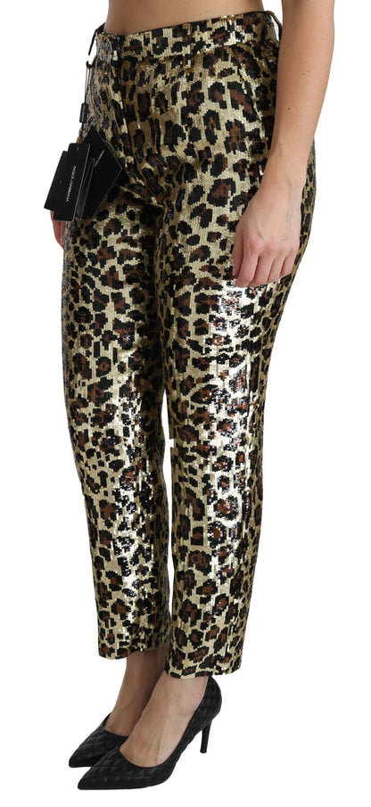 Dolce & Gabbana Chic High Waist Leopard Sequin Pants Dolce & Gabbana