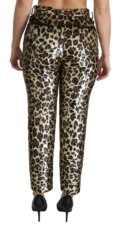 Dolce & Gabbana Chic High Waist Leopard Sequin Pants Dolce & Gabbana