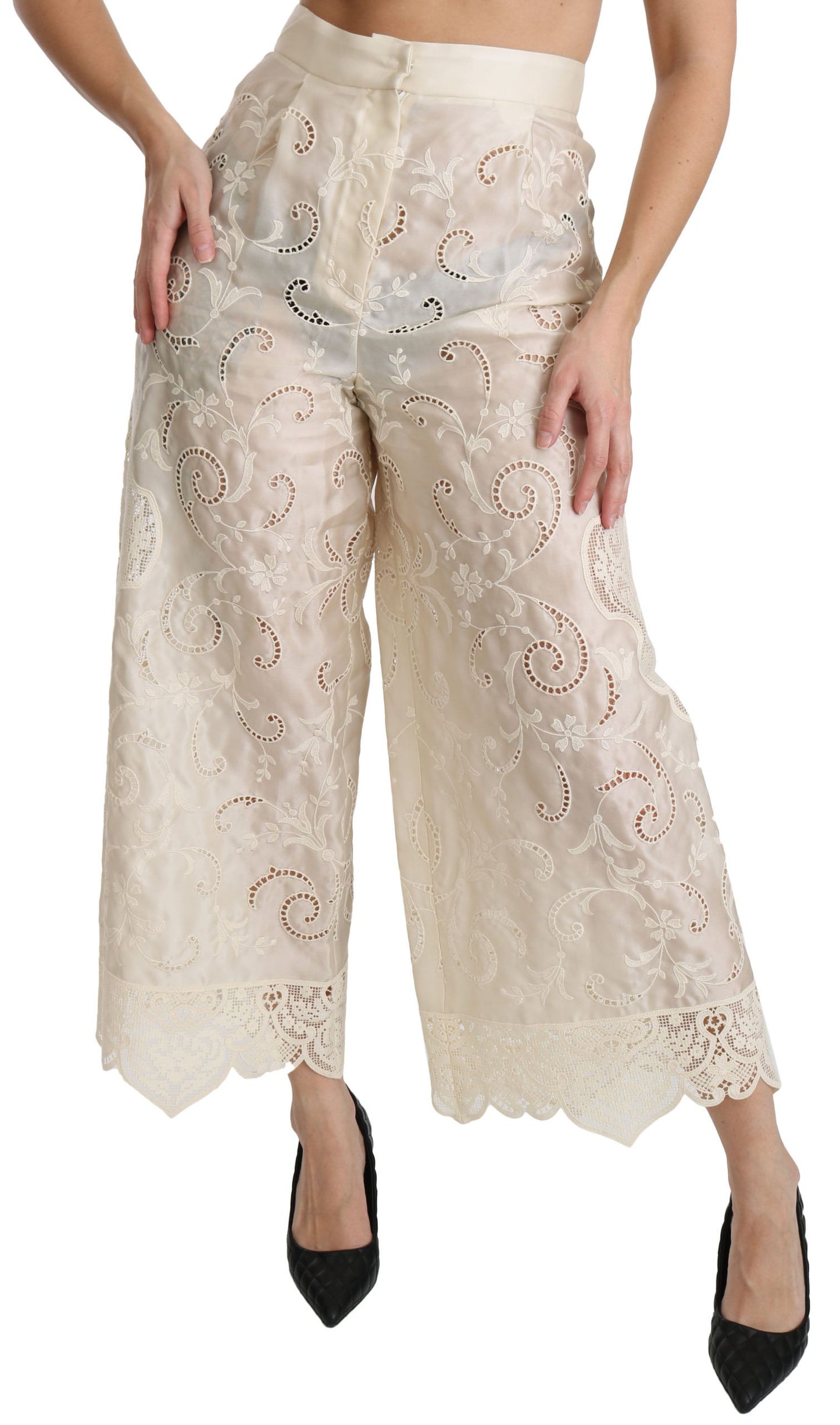 Dolce & Gabbana Elegant High Waist Palazzo Cropped Pants Dolce & Gabbana