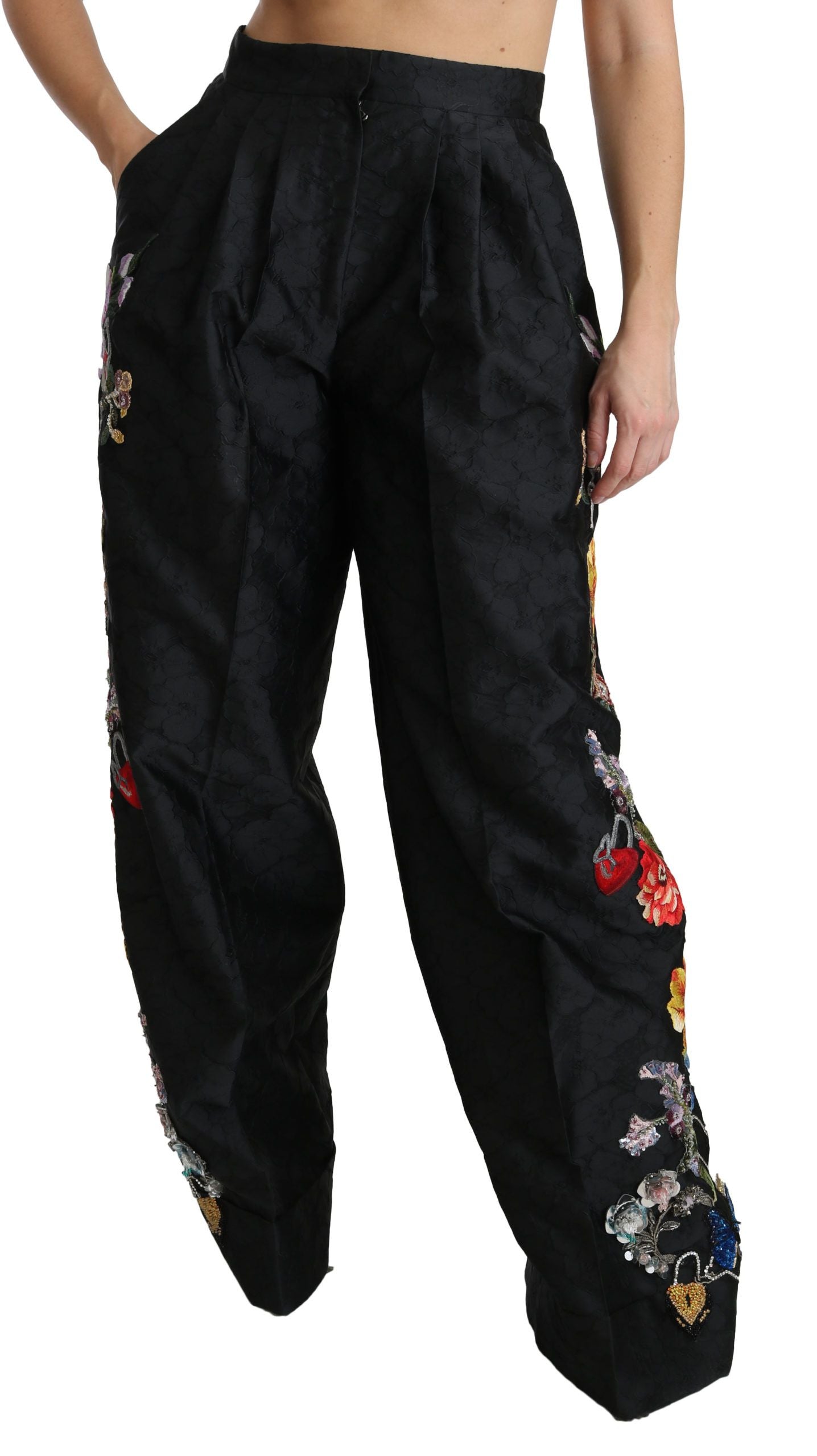 Dolce & Gabbana Elegant High Waist Wide Leg Floral Pants Dolce & Gabbana