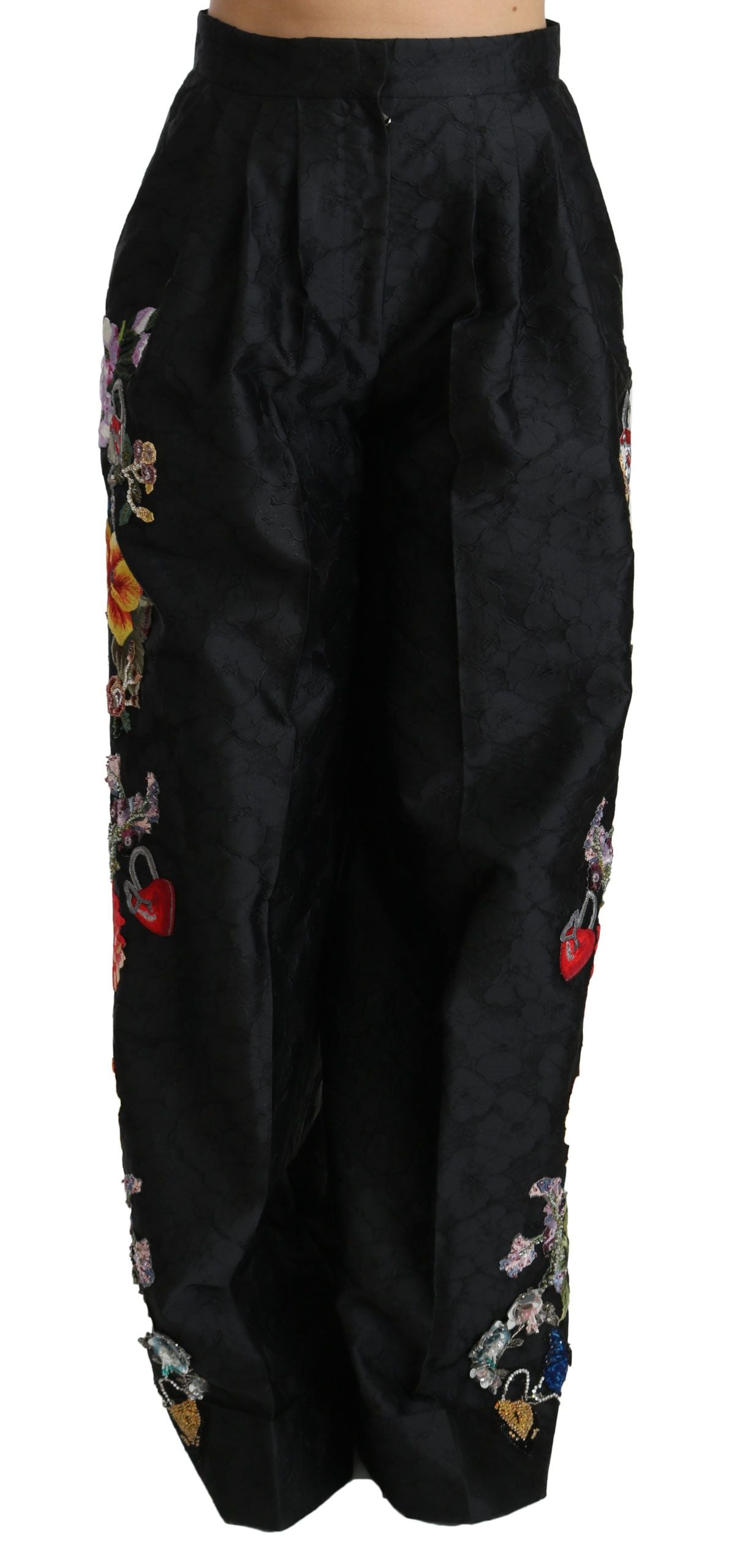 Dolce & Gabbana Elegant High Waist Wide Leg Floral Pants Dolce & Gabbana